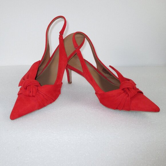 NORDSTROM RACK RED SUEDE SLING BACKS - Picture 2 of 14